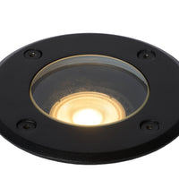 Lucide BILTIN LED Bodeneinbaustrahler IP67 Sand Matt Schwarz Ø108mm GU10 220-240V Außenleuchte