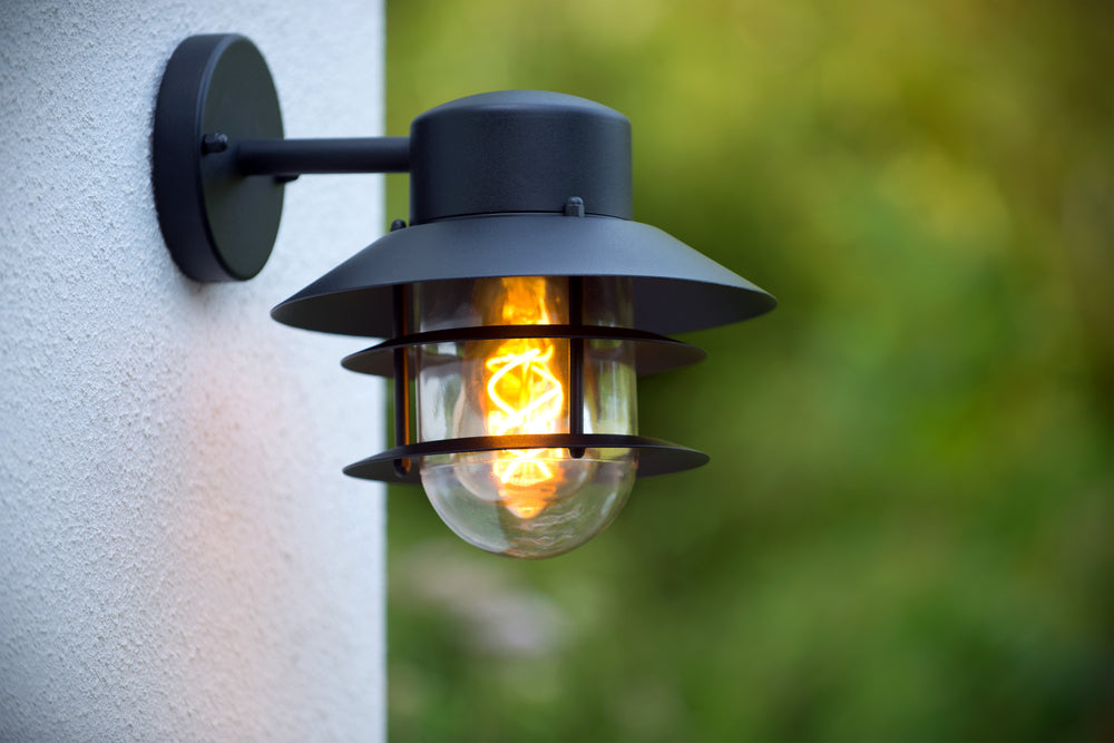Lucide ZICO wall light Black, Outdoor/Indoor, 1xE27 socket, 60W max, IP44, Stainless Steel/Aluminum housing