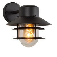 Lucide ZICO wall light Black, Outdoor/Indoor, 1xE27 socket, 60W max, IP44, Stainless Steel/Aluminum housing