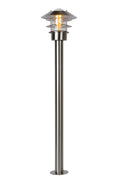 Lucide Zico outdoor lantern post, IP44 stainless steel, 1xE27 60W max, 1000mm height classic design