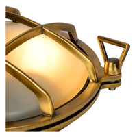 Lucide Dudley wall light indoor outdoor round 220mm E27 40W IP65 matte gold brass retro style