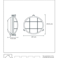 Lucide Dudley wall light indoor outdoor round 220mm E27 40W IP65 matte gold brass retro style