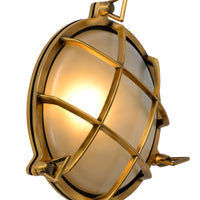 Lucide Dudley wall light indoor outdoor round 220mm E27 40W IP65 matte gold brass retro style