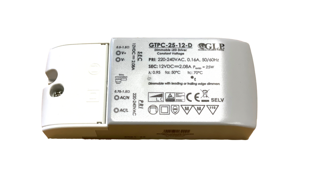 GLP LED Netzadapter 12V 25W 2.08A dimmbarer Treiber für 12V LED-Beleuchtung, IP20, CE RoHS zertifiziert