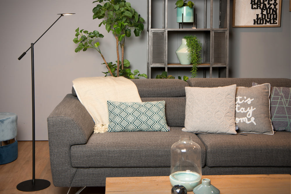 Lucide ANSELMO LED-Lese-Stehlampe, 9W 3000K dimmbar, 1400mm Höhe, Sandig Matt Schwarz, Metall, IP20