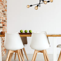 Lucide LESTER ceiling light, 6xE27 sockets, 220-240V, dimmable, modern metal design in Matt Black, IP20