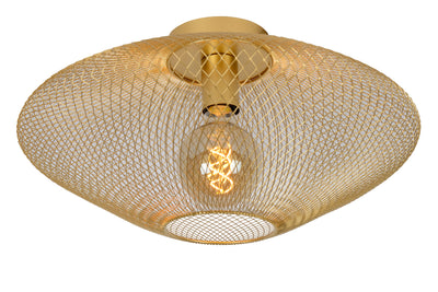 Lucide MESH ceiling light, 1xE27, 40W max, IP20, Sandy Gold metal, 450x450x240mm modern design