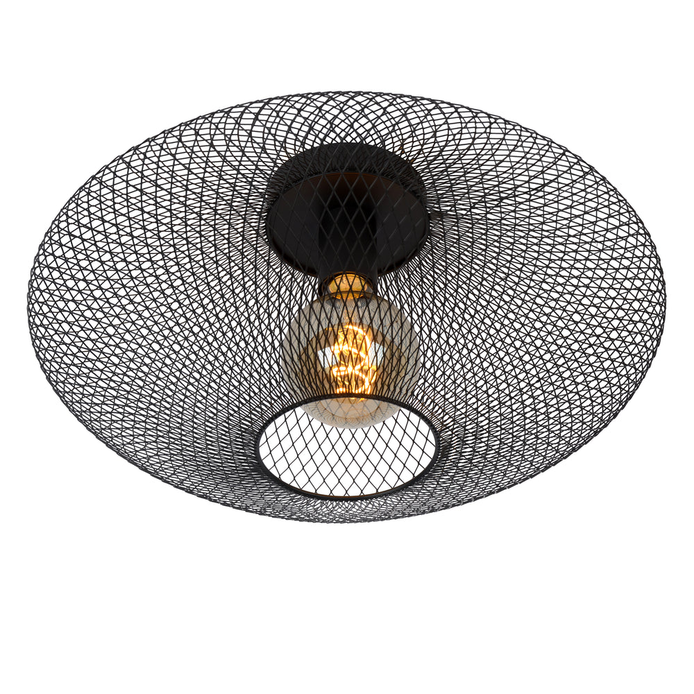 Lucide MESH ceiling light Ø45cm, E27 socket, 220-240V, 40W max, metal matt black, IP20 modern design