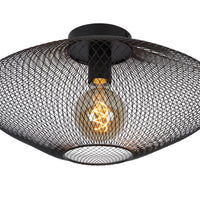 Lucide MESH ceiling light Ø45cm, E27 socket, 220-240V, 40W max, metal matt black, IP20 modern design