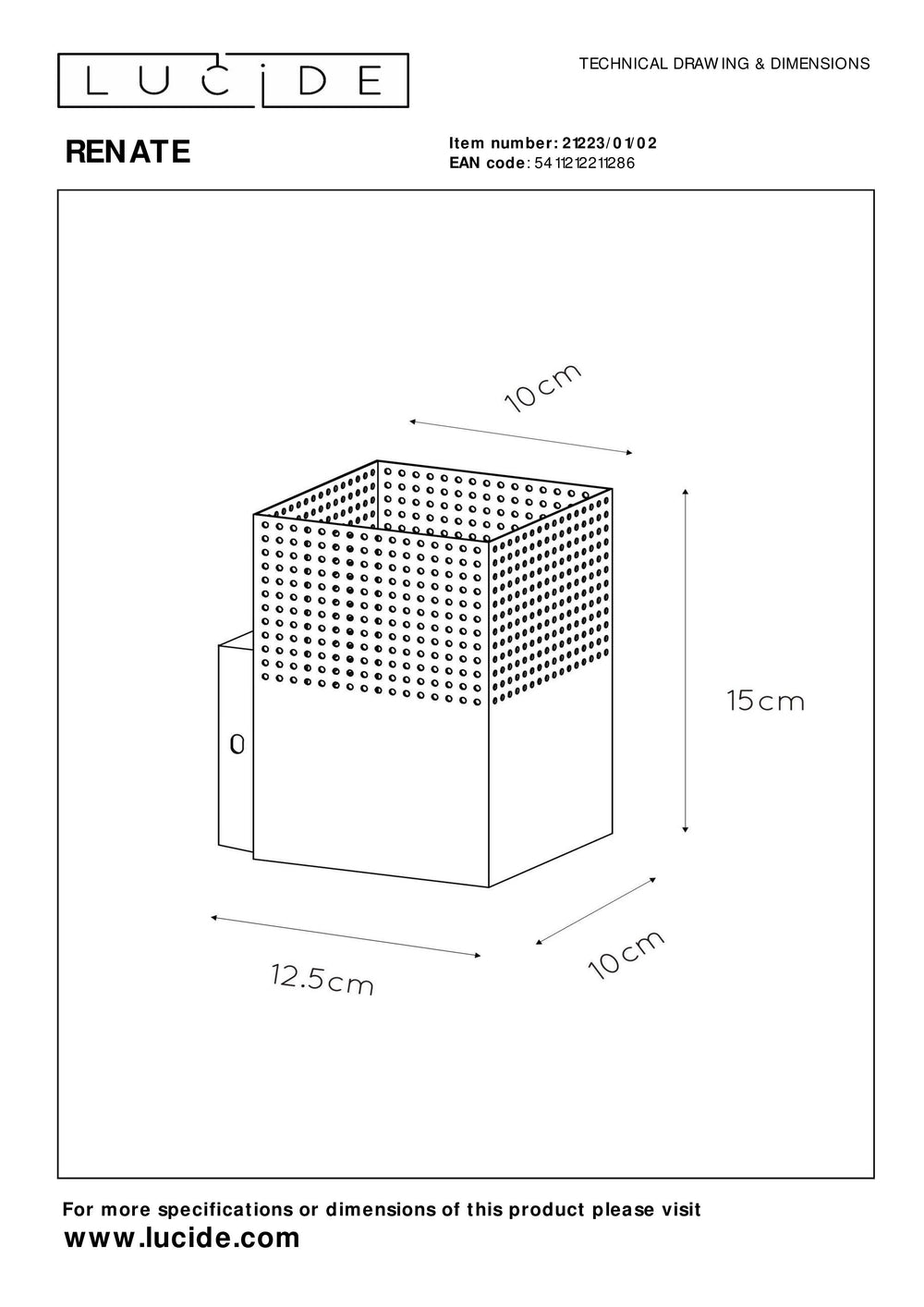 Lucide RENATE wall light, 1xE27 socket, 40W max, metal, matt black and gold, 220-240V, IP20