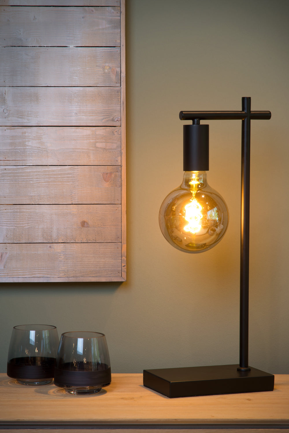 Lucide LEANNE table lamp, E27 socket, 40W max, 220-240V, IP20, modern matt Black metal, 52cm height