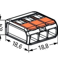 WAGO 221-413 3-Wege-Verbindungsklemme 4mm², IP20, 220-240V, CE RoHS, 50 Stück