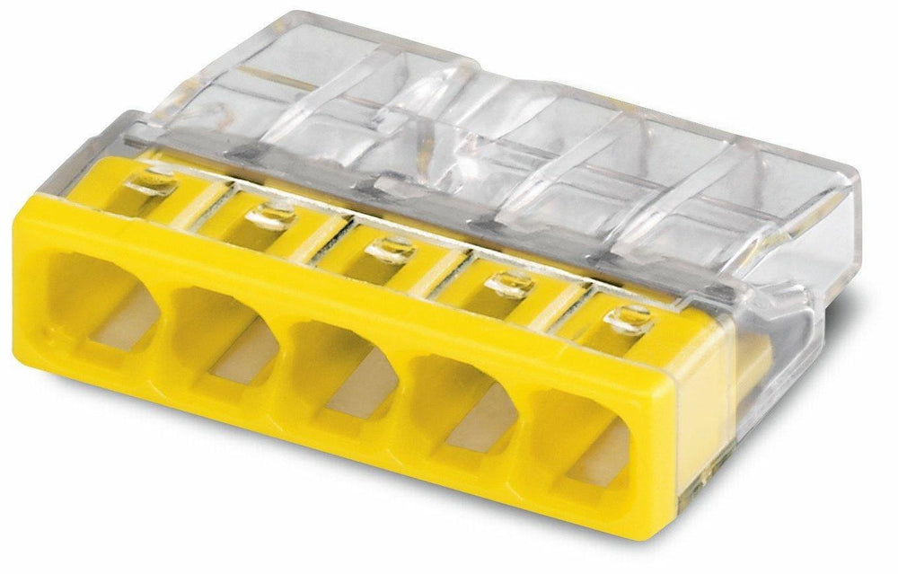 WAGO LED connector 5-way 0.5-2.5mm², IP20, 220-240V, compact push wire terminal, CE RoHS certified