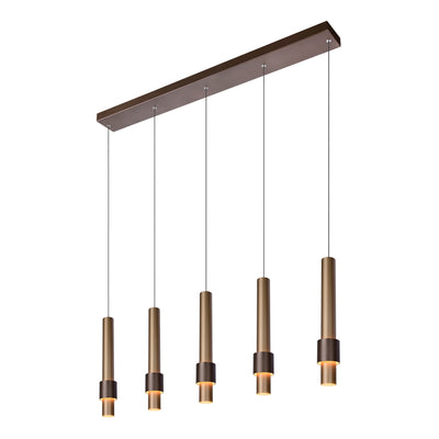 Lucide MARGARY LED pendant light, dimmable 5x4.2W 2700K 230V, aluminium coffee finish, modern height adjustable