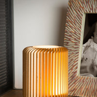 Lucide TURBIN LED table lamp 5W 3000K Satin Gold modern metal cylinder design with cord switch IP20