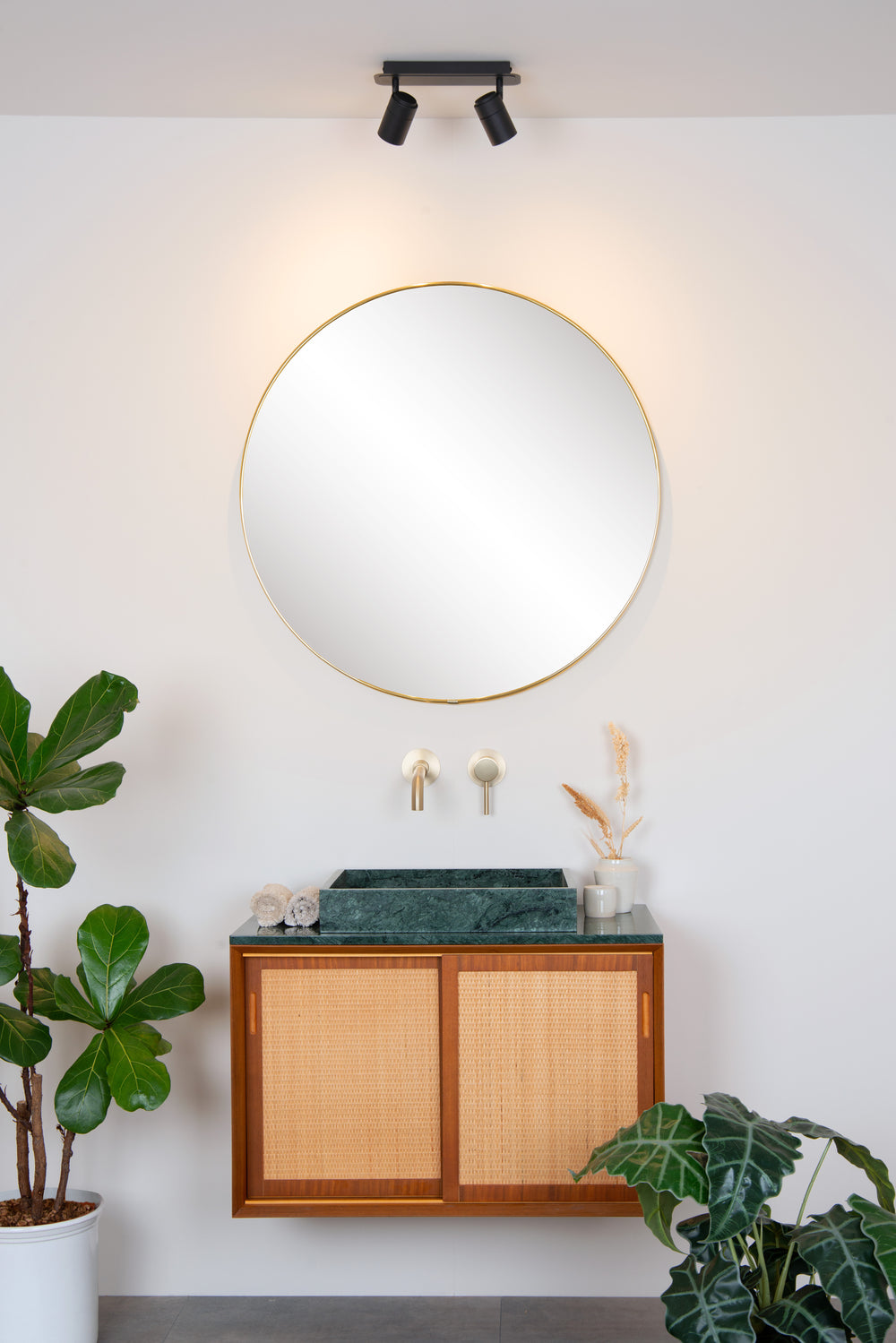 Lucide LENNERT LED Badezimmer-Deckenstrahler, 2x5W GU10 dimmbar, 3000K, IP44, Sand Matt Schwarz