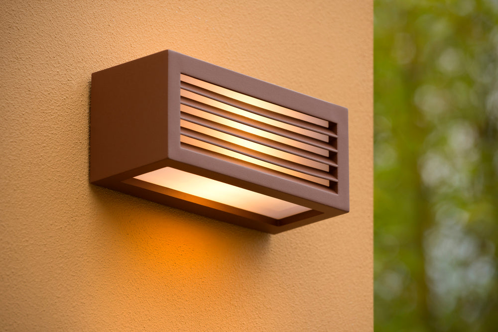 Lucide DIMO Außenwandleuchte Anthrazit, E27 Fassung, IP54, Aluminiumgehäuse, 220-240V, modernes Box-Design