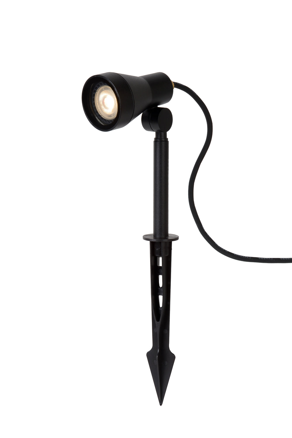 Lucide SPIKE LED Gartenspot, 1x5W GU10 3000K, dimmbar, IP54 Schwarzes Aluminium Außenleuchte