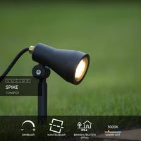 Lucide SPIKE LED Gartenspot, 1x5W GU10 3000K, dimmbar, IP54 Schwarzes Aluminium Außenleuchte