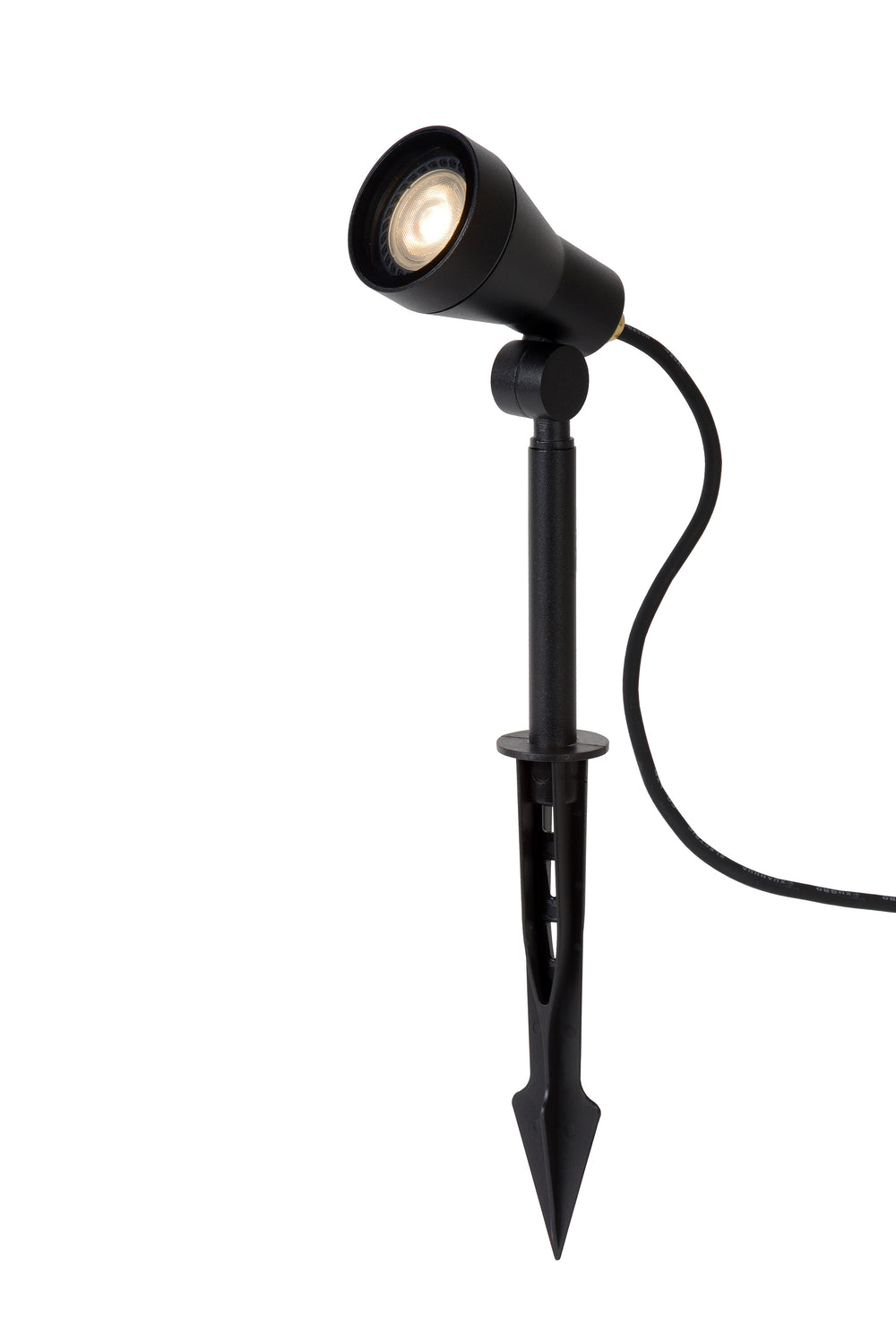 Lucide SPIKE LED Gartenspot, 1x5W GU10 3000K, dimmbar, IP54 Schwarzes Aluminium Außenleuchte