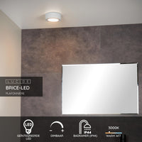 Lucide BRICE LED Badezimmer-Deckenleuchte, rund 8W 3000K dimmbar, IP44 Weiß Ø117mm