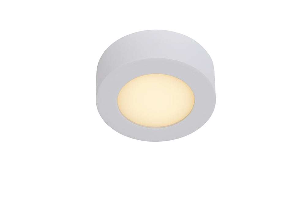 Lucide BRICE LED Badezimmer-Deckenleuchte, rund 8W 3000K dimmbar, IP44 Weiß Ø117mm