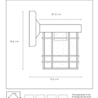 Lucide KEPPEL Wandleuchte Innen Außen E27 Fassung IP44 Matt Schwarz Metall 220-240V 60W