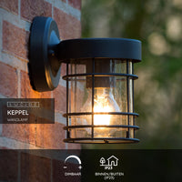 Lucide KEPPEL Wandleuchte Innen Außen E27 Fassung IP44 Matt Schwarz Metall 220-240V 60W