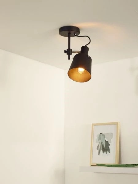 Lucide QUINNY Schwarzer Deckenstrahler, 1xE27, max. 40W, IP20 Stahlgehäuse, dreh- und schwenkbar