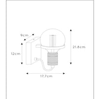 Lucide OTTELIEN wall lamp, 1xE27, 60W max, 220-240V, IP20, modern matt black steel with brass socket