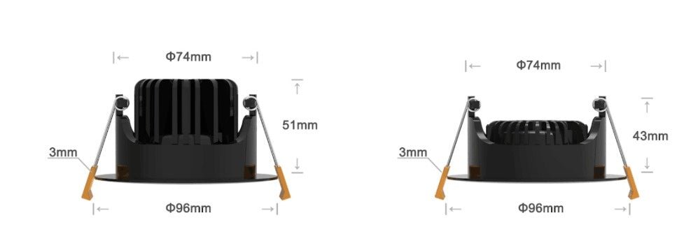 LED Einbauspot von LCB, 95mm, 5W, 420 Lumen, 2700K warmweiß, IP65, dimmbar, für Badezimmer