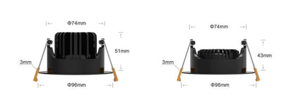 LED Einbauspot von LCB, 95mm, 5W, 420 Lumen, 2700K warmweiß, IP65, dimmbar, für Badezimmer
