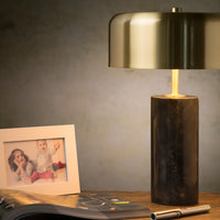 Lucide MIRASOL modern table lamp Ø25cm Black marble metal, 3xG9 sockets, dimmable with cable switch, IP20