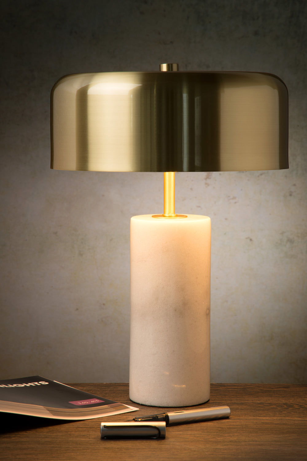 Lucide MIRASOL modern table lamp Ø25cm, 3xG9 LED, dimmable, marble base, IP20, White