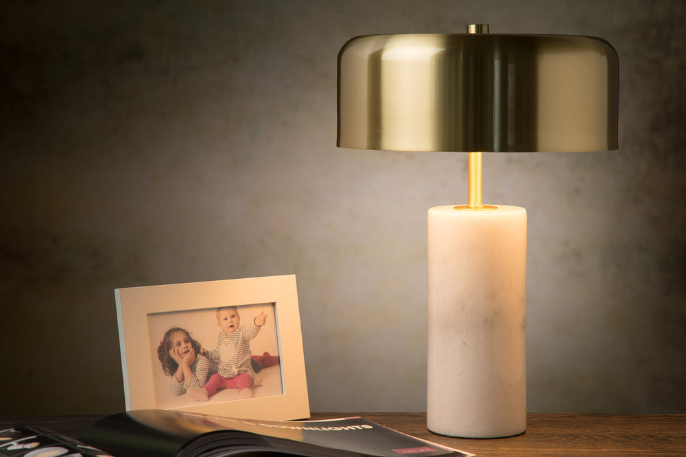 Lucide MIRASOL modern table lamp Ø25cm, 3xG9 LED, dimmable, marble base, IP20, White
