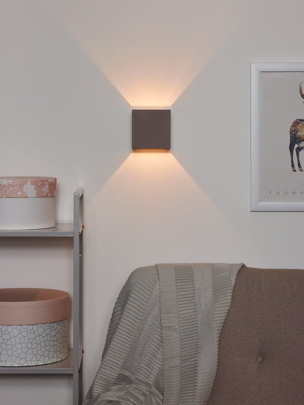 Lucide GIPSY wall light, modern square concrete design, G9 socket, 25W max, dimmable, 220-240V, IP20, Grey
