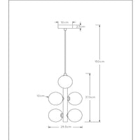 Lucide TYCHO Vintage-Hängelampe, 6xG9 Fassungen, Sandmessing mit Rauchglas, Ø25,5cm, höhenverstellbar, IP20