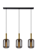 Lucide JOANET hanging lamp 3xE27 fumé glass shades, matte gold finish, height adjustable, dimmable, IP20 indoor