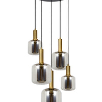 Lucide JOANET hanging lamp Ø66cm, 5xE27, dimmable, height adjustable, Bronze with fumé glass, IP20