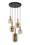 Lucide JOANET hanging lamp Ø66cm, 5xE27, dimmable, height adjustable, Bronze with fumé glass, IP20