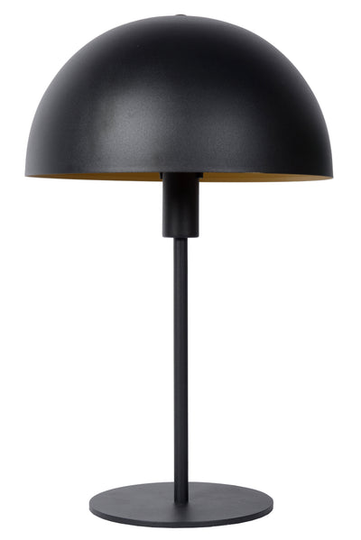 Lucide SIEMON Tischlampe Ø25cm Schwarz, E14 Fassung, 230V, Stahlgehäuse, modernes Pilzdesign, IP20 Innenbereich