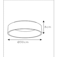 Lucide TALOWE LED Deckenleuchte, dimmbar 20W 3000K IP20 rund Schwarz Aluminium Ø300mm