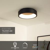 Lucide TALOWE LED Deckenleuchte, dimmbar 20W 3000K IP20 rund Schwarz Aluminium Ø300mm