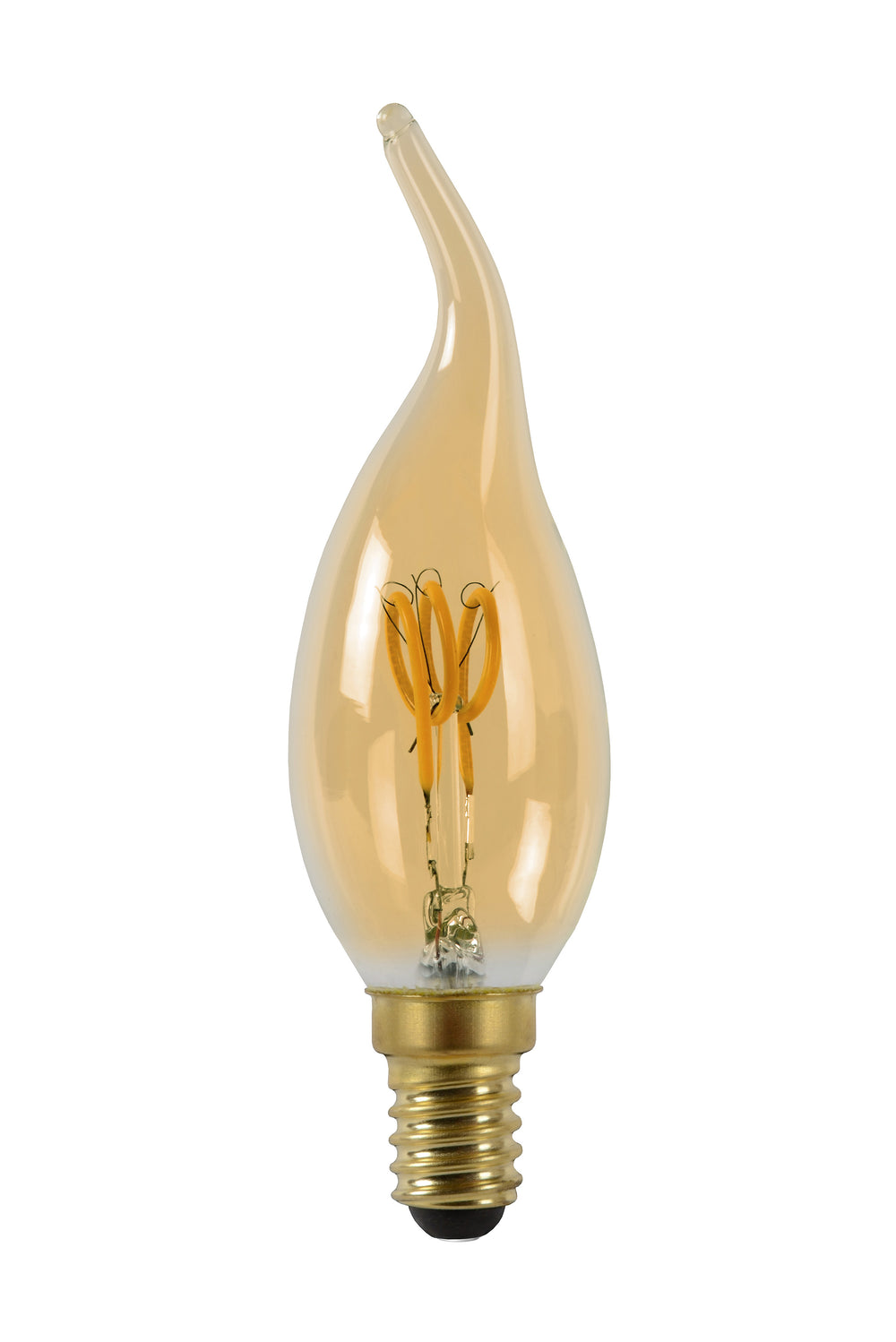 Lucide CT35 LED Filament Kerzenlampe E14 3W 2200K dimmbar Bernstein Glas 165 Lumen IP20 Vintage Stil