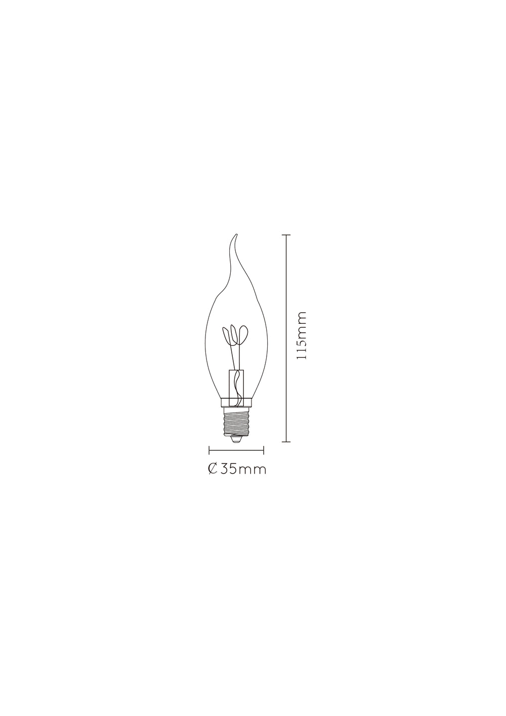 Lucide CT35 LED Filament Kerzenlampe E14 3W 2200K dimmbar Bernstein Glas 165 Lumen IP20 Vintage Stil