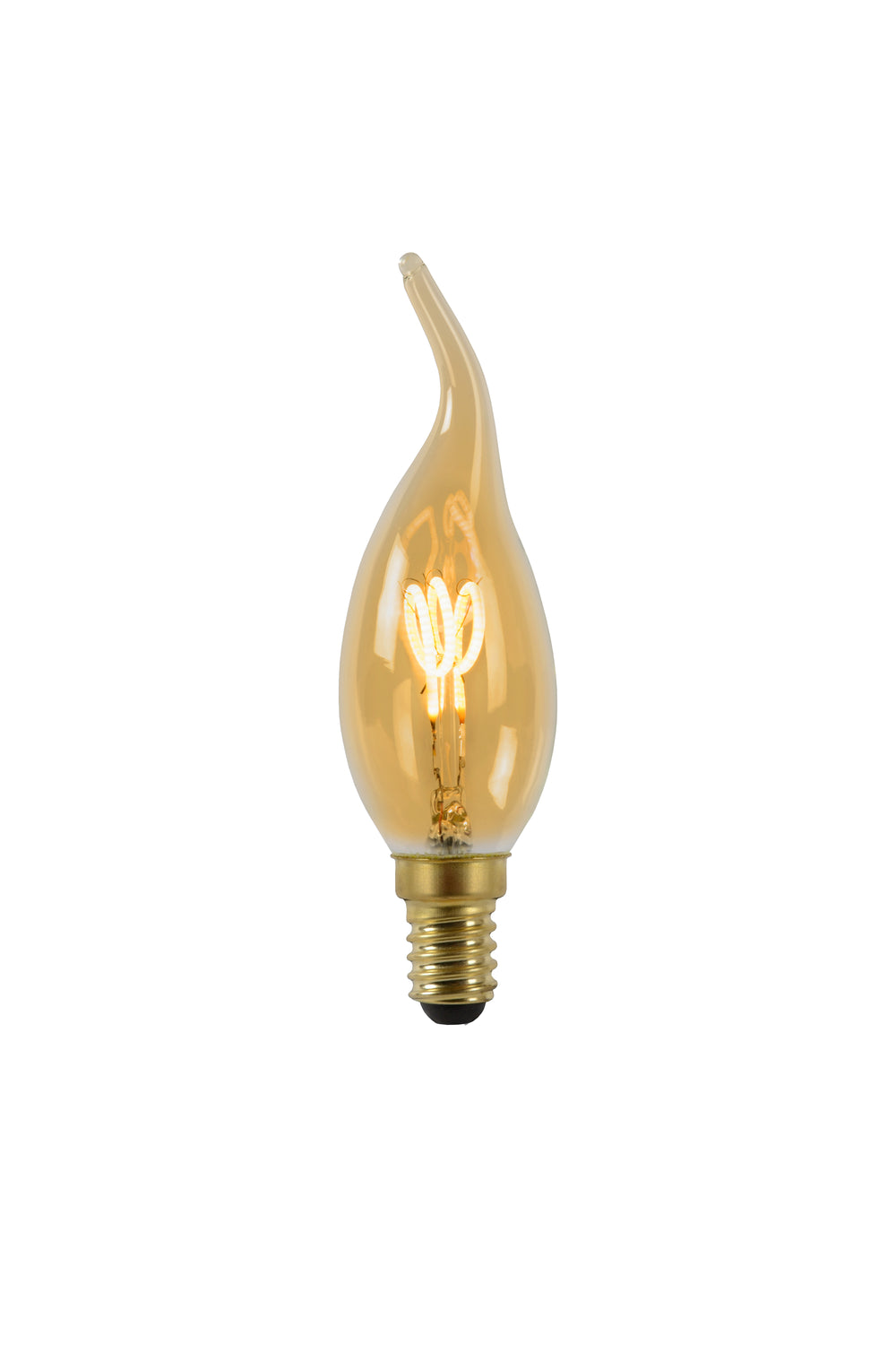 Lucide CT35 LED Filament Kerzenlampe E14 3W 2200K dimmbar Bernstein Glas 165 Lumen IP20 Vintage Stil