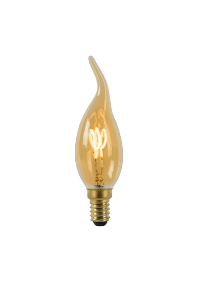Lucide CT35 LED Filament Kerzenlampe E14 3W 2200K dimmbar Bernstein Glas 165 Lumen IP20 Vintage Stil