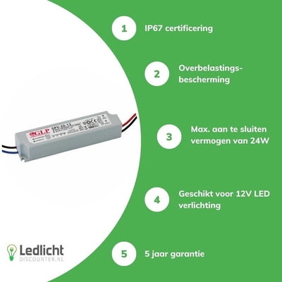 LED-Netzteil 12V 24W 2A wasserdicht IP67 für 12V LED-Beleuchtung