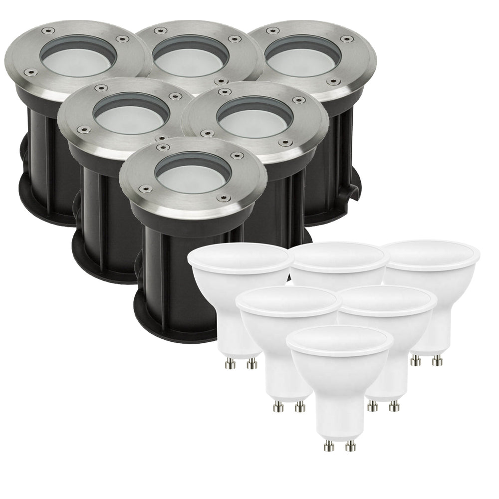 6er Set LED Bodenspot Außenbereich - 6x 4W - 3000K - IP67 