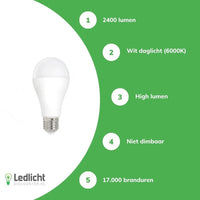 Spectrum LED-Lampe E27 20W 2400 Lumen 6000K kaltweiß 230V 160° High Lumen nicht dimmbar